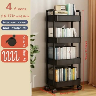 Rolling Storage Cart 4 Tier Trolley Cart Wheels Storage Organizer for Home
