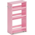thumbnail image 1 of Rolling Storage Cart 7.9" W, 4-Tier Kitchen Cart with Wheels Handle, Slim Storage Cart Mobile Shelving Utility Carts for Bathroom Laundry Room Organization Narrow Places (Pink), 1 of 17