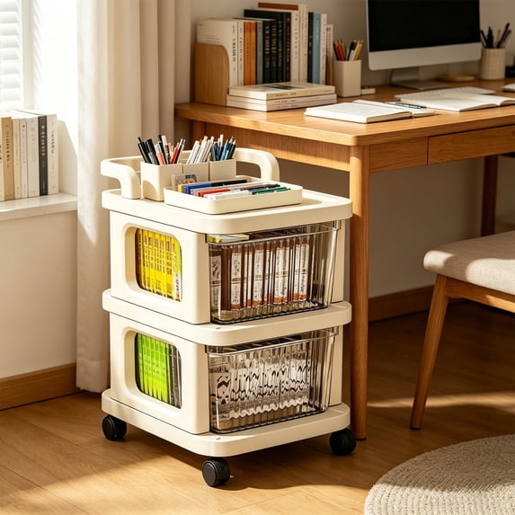 Rolling Storage Cart with Drawers Plastic Storage Drawer Unit on Wheels Mobile Organizer Cart for Snacks Toys Office Supplies - 2 3 4 5 Tier Narrow Trolley for Bedroom Kitchen Living Room