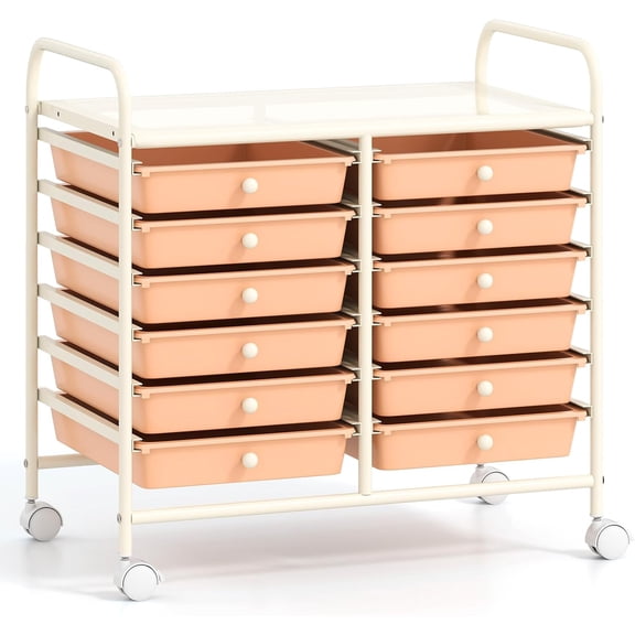 Rolling Storage Cart, Multifunctional Art Craft Organizer Cart, Mobile Utility Storage Cart with Removable Drawers & Lockable Wheels, Craft Cart for Home Office School