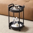 thumbnail image 1 of Rolling Storage Cart Side Table 21.26x12.99in, Mobile 3-Tier Organizer Rack For Bedroom Office, Plastic Coffee Table With Wheels, Space-Saving Nightstand For Small Spaces (Black), 1 of 6
