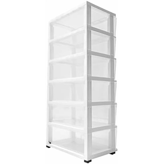 Rolling Storage Cart Storage Tower 6 Plastic Drawers, 6-Tier Storage Cart, Ultra-Thin Rolling Storage Cart, Frame Storage Tower Plastic Drawer Storage Organizer For Office, Living Room, Hallway
