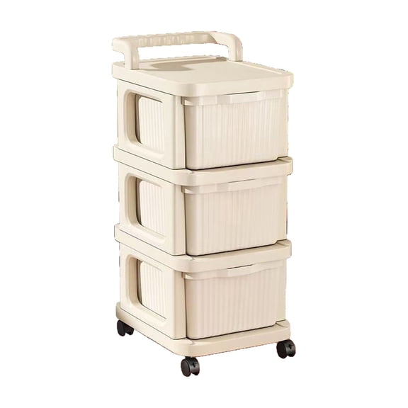 Rolling Storage Cart With Drawers Plastic Mobile Organizer Unit 3-Tier For Snacks Toys Bedroom Kitchen White 1 Count