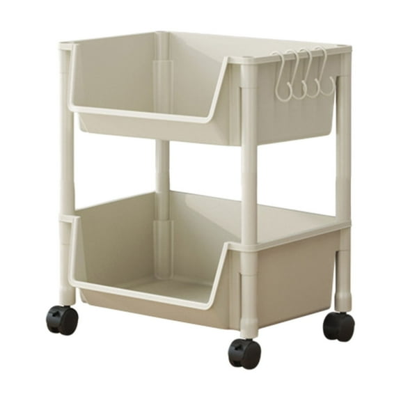 Rolling Storage Cart With Two Shelves Mobile Organizer Unit For Laundry Room Bathroom Kitchen And Closet Space-Saving Utility Trolley With Wheels