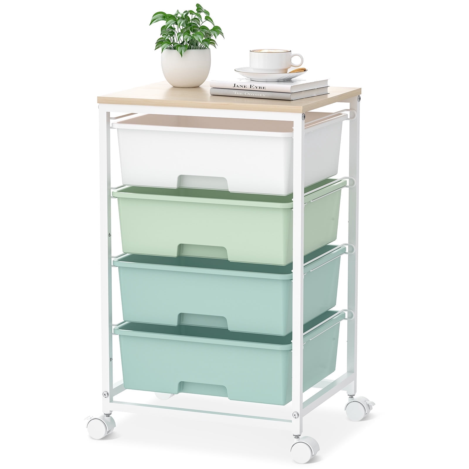 KINGRACK, Rolling Storage Cart with 4 Drawers, Model RRK150, Green ...