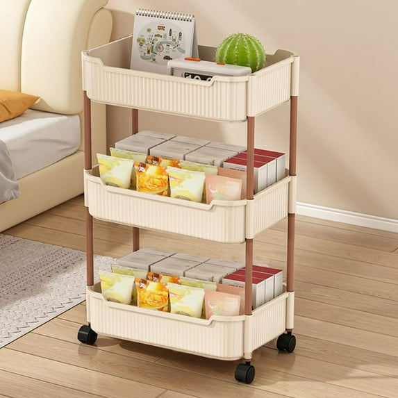 Rolling Storage Cart with Wheels, Multilayer Mobile Utility Cart for Kitchen Bathroom Bedroom Living Room Organization, Portable Snack Cart