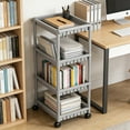 thumbnail image 1 of Rolling Storage Rack, 4 Tier Plastic Shelving Unit with Wheels and Hooks, Mobile Organizer for Kitchen Bathroom Bedroom and Living Room, 1 of 6