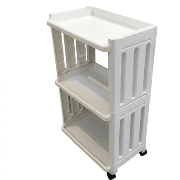 Rolling Storage Utility Cart Slim Organizer Shelf with Wheels 3 Tier Narrow Places Mobile Shelving Unit Tower Rack for Kitchen Bathroom Laundry Room Home Office Bedroom Living Room Washroom, White
