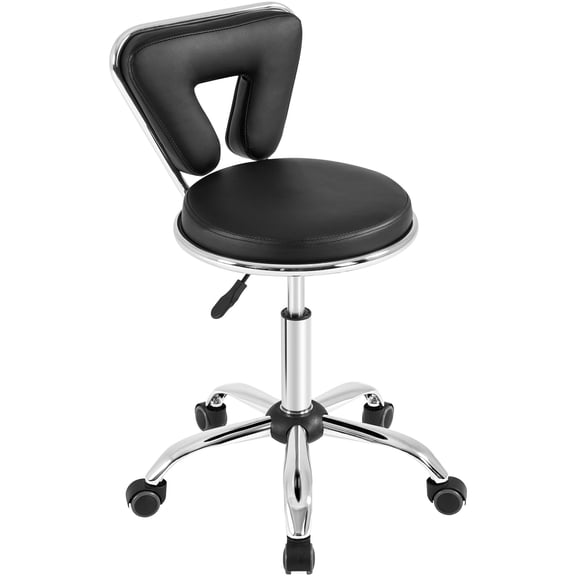 Rolling Swivel Office Desk Chair, Height Adjustable Task Chair for Home Use, Professional Stool with Backrest and Wheels, Black