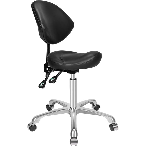 Rolling Swivel Saddle Stool with Wheels - Hydraulic Lifting Height Adjustable Saddle Chairs for Clinic Hair Salon Lab Office Drafting Chairs (Black, with )