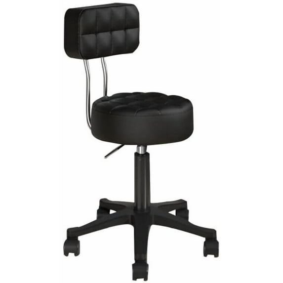 Rolling Swivel Stool,Round Adjustable Salon Stool Chair with High Back,Round Stools with Wheels for Salon Tattoo SPA Work,Black