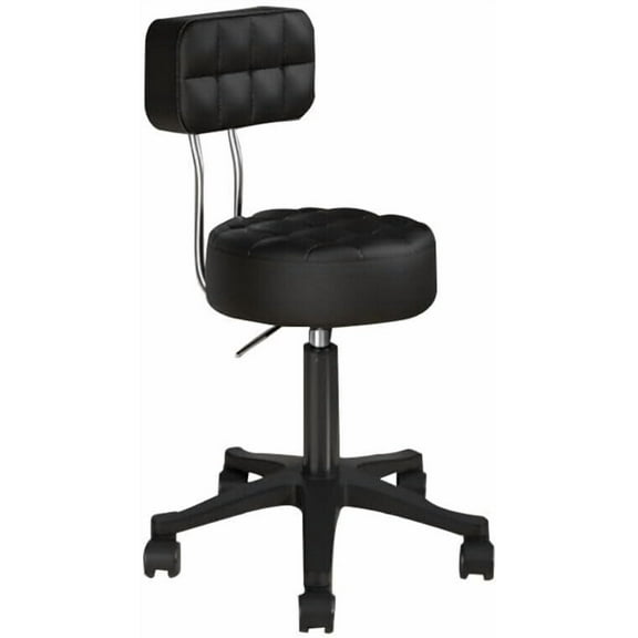 Rolling Swivel Stool,Round Adjustable Salon Stool Chair with High Back,Round Stools with Wheels for Salon Tattoo SPA Work,Black