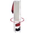 Rolling Swivel Storage Tower Organizer Linen Mirror Miami White