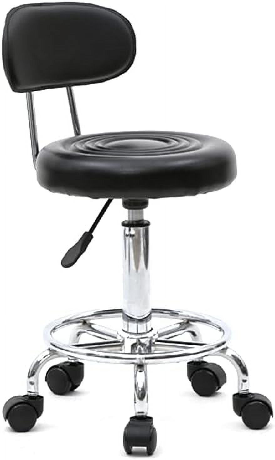 Rolling Swivel Wheels Rotation Bar Stool with Back Adjustable Heavy ...