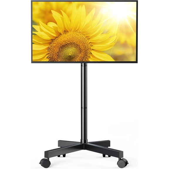 Rolling TV Stand for 23-60 Inch LCD OLED 4K TVs up to 88lbs, Mobile TV Stand with Height Adjustable, Tilting TV Cart with Locking Wheels VESA 400x400mm, PGTVMC16