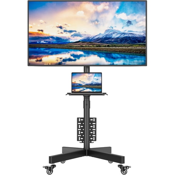 Rolling TV Stand with Pegboard Storage for 23–65 Inch TVs, Holds, Height Adjustable Mobile TV Cart on Metal Wheels with Shelf & Cable Management,Holds up to 88 lbs, Max VESA 400x400mm