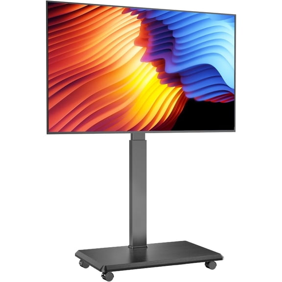 Rolling TV Stand, Portable Mobile TV Stand for 32-75 Inch TVs up to 110 lbs, 18 Adjustable Heights, Max VESA 600x400mm, Rolling TV Cart Wheels with Mount for Bedroom, Office, Outdoor