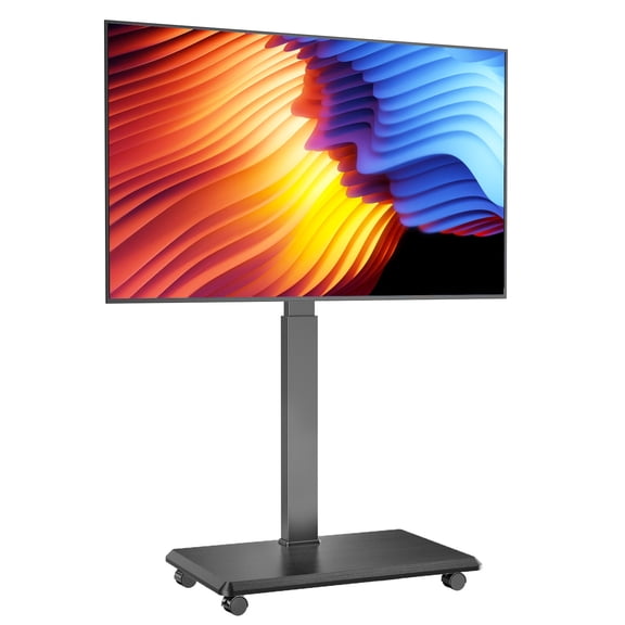 Rolling TV Stand, Portable Mobile TV Stand for 32-75 Inch TVs up to 110 lbs, 18 Adjustable Heights, Max VESA 600x400mm, Rolling TV Cart on Wheels with Mount for Bedroom, Office, Outdoor