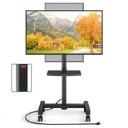 TAVR Furniture Rolling TV Cart Stand with Wheels for 13-50 inch TVs, Portable Adjustable Mobile Tilt Metal Stand with Shelf