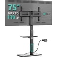 thumbnail image 1 of Rolling TV Stand with Power Outlet, Mobile Tall TV Stand Mount on Wheels for 32-75 inch TV up to 110 lbs, Swivel Height Adjustable TV Cart with Wood Base for Bedroom, 1 of 16