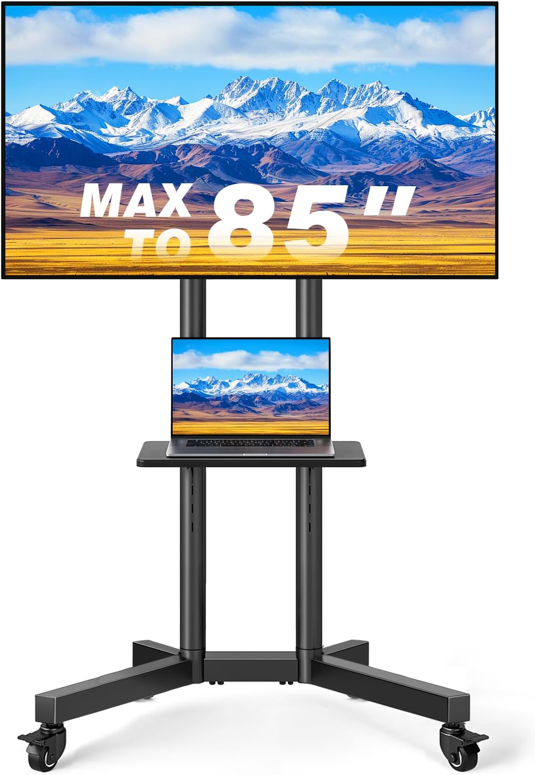 Rolling TV Stand with Shelf for 23-60 inch TVs up to 88lbs, Portable ...