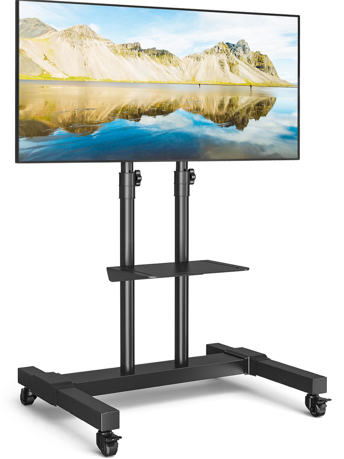 Rolling TV Stand Wheels for TVs up to 80 inch Tilt Upgraded TV Cart, Black - image 1 of 6