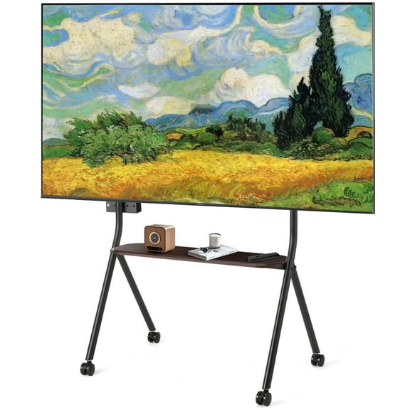 Rolling TV Stand for 49-80 Inch TV Screen up to 110 LBS, Portable TV Stand with Wheels, Rolling TV Cart for Business, Office, School, Home, Black