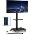 thumbnail image 1 of Rolling TV Stand with Power Outlet, Height Adjustable Portable TV Stand for 32-60 Inch TVs up to 88 lbs, Black, 1 of 7