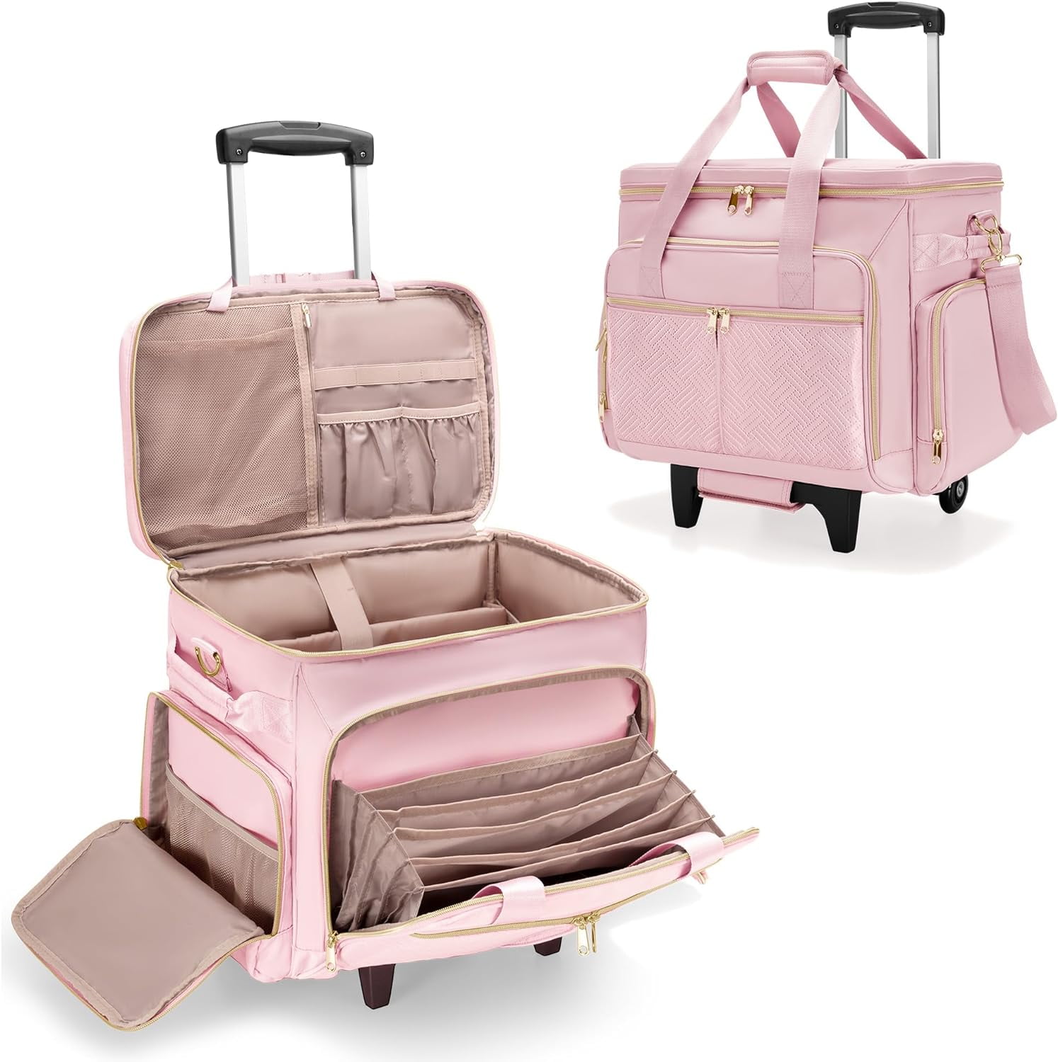 Rolling Teacher Bag with Wheels, Teacher Tote Bag with Detachable