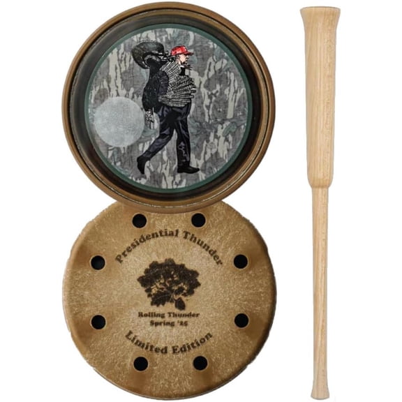 Rolling Thunder Presidential Thunder Crystal Turkey Pot Call with Hickory Striker