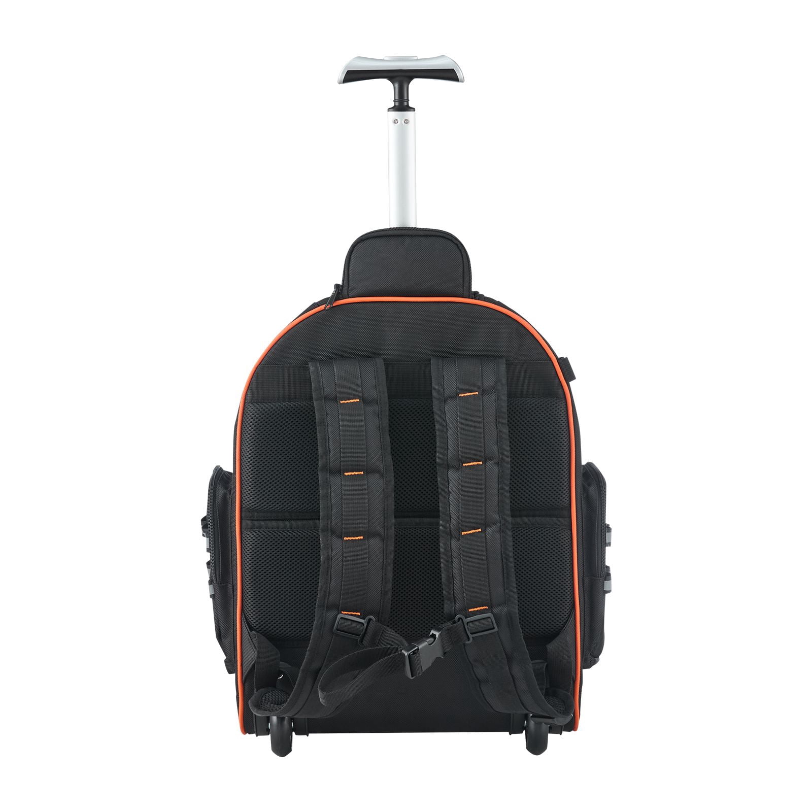 Rolling Tool Backpack with 45 Pockets, 110 lbs Capacity, 1680D Oxford Fabric, 2-Level Handle, for Electrician Plumber Mechanic