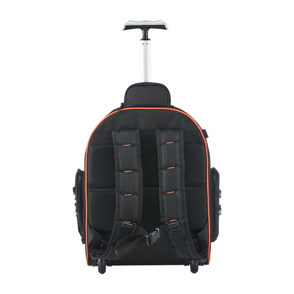 Rolling Tool Backpack with 45 Pockets, 110 lbs Capacity, 1680D Oxford Fabric, 2-Level Handle, for Electrician Plumber Mechanic