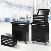 Rolling Tool Box, 5-Drawer Tool Chest On Wheels, Heavy Duty Garage Storage Cabinet with Top Box, Detachable Tool Organizer Lockable