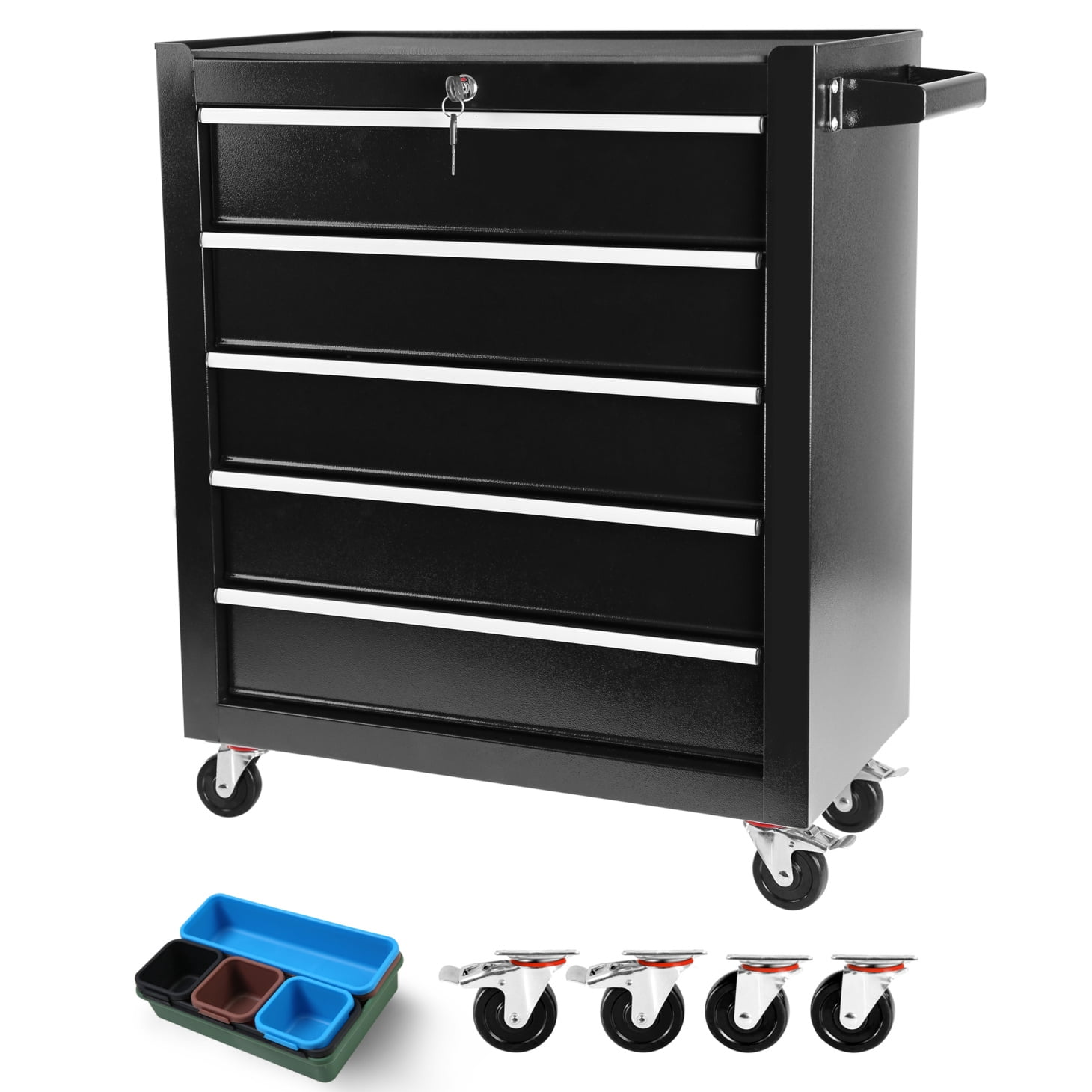 Rolling Tool Box With 5-Drawers, tool Chest with wheels with Keyed ...