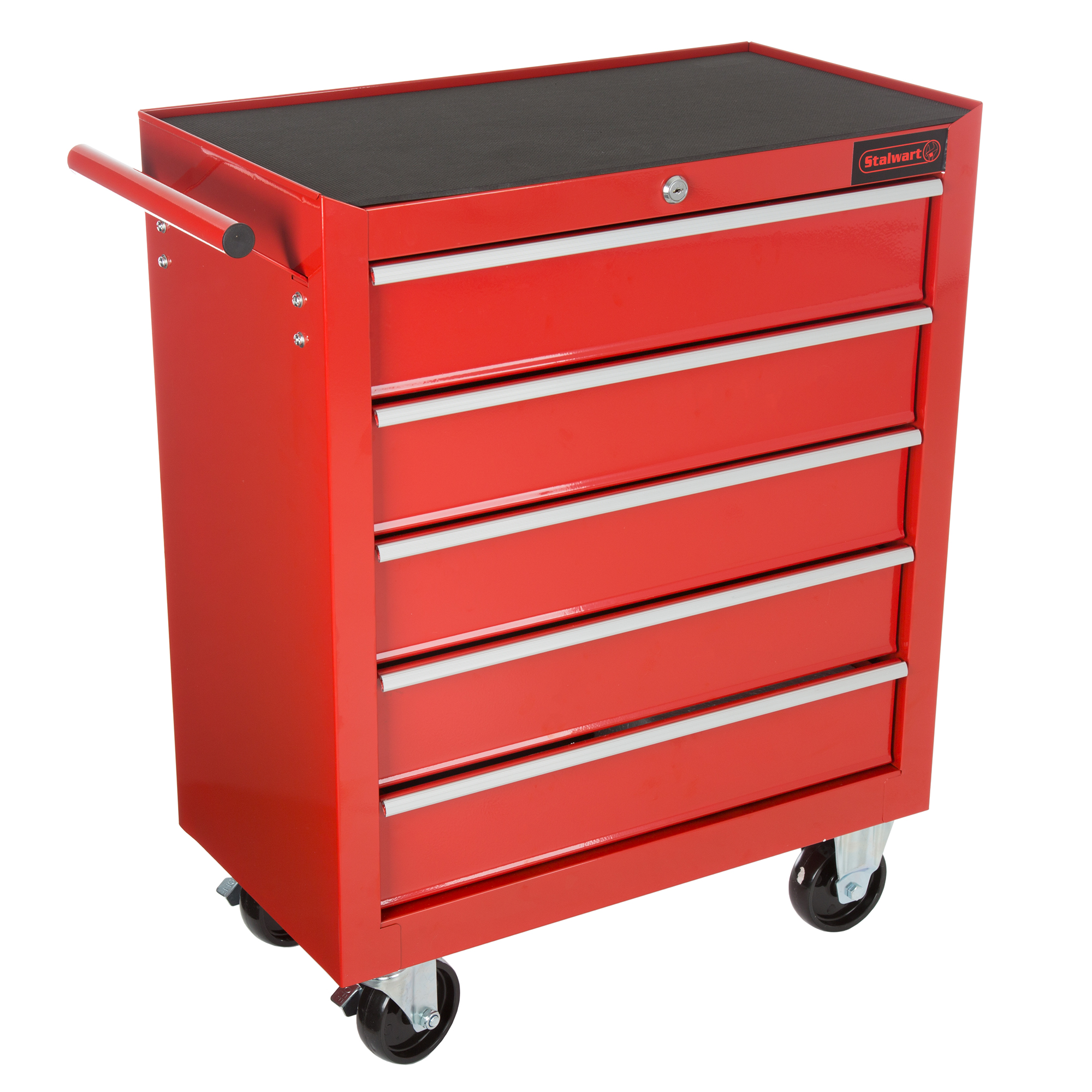 Rolling Tool Box Cabinet, 5 Drawer Portable Storage Chest Tools Organizer With Wheels, Ball Bearing Locking and Sliding Drawers By Stalwart (Red) - image 1 of 4