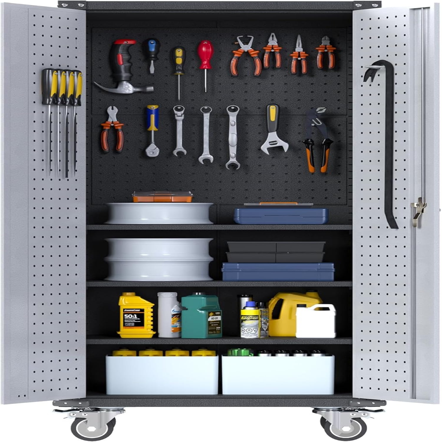 Rolling Tool with Wheels Small Metal Storage with 1