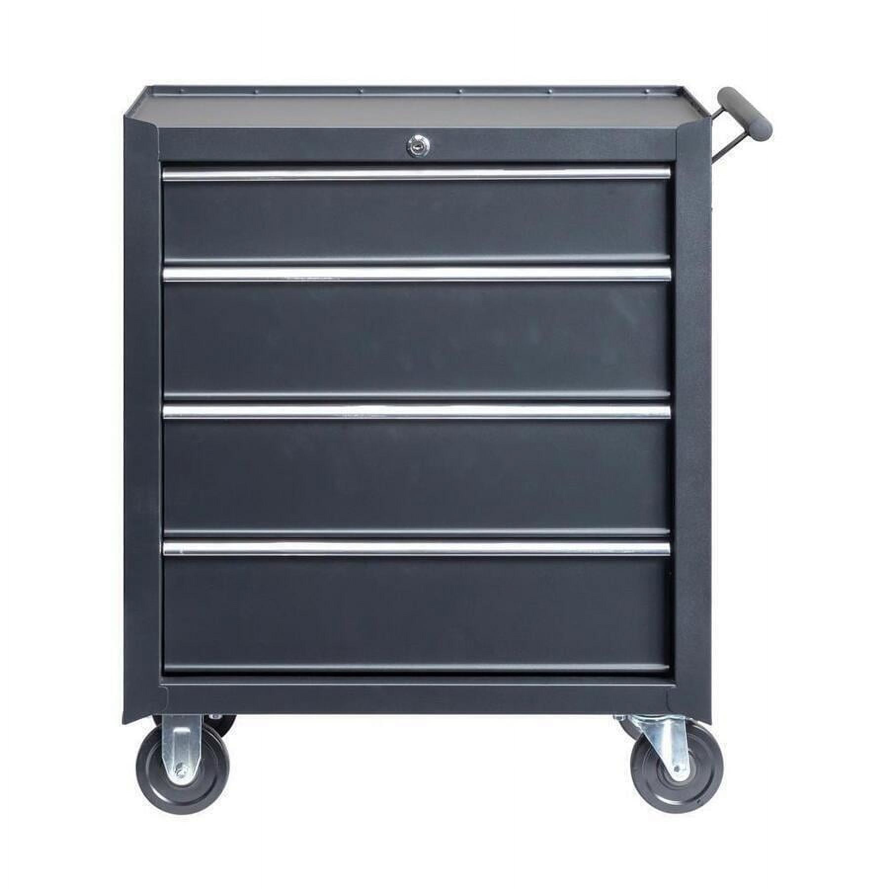 Black Steel 4-Drawer Rolling Tool Chest with Lock