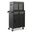 thumbnail image 1 of Rolling Tool Chest 2-in-1, 5-Drawer Steel Tool Cart with Lockable Wheels & Portable Top Box - Black/Red - Garage & Workshop Storage - 200lbs Capacity, 1 of 9