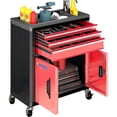 thumbnail image 1 of Rolling Tool Chest, 3 Drawers & 2 Doors Metal Tool Box, Heavy Duty Tool Cabinet with 360° Swivel Wheels, Lock & Keys, Stackable with 4/5/7-Drawer Units via Connecting Rods, 1 of 7