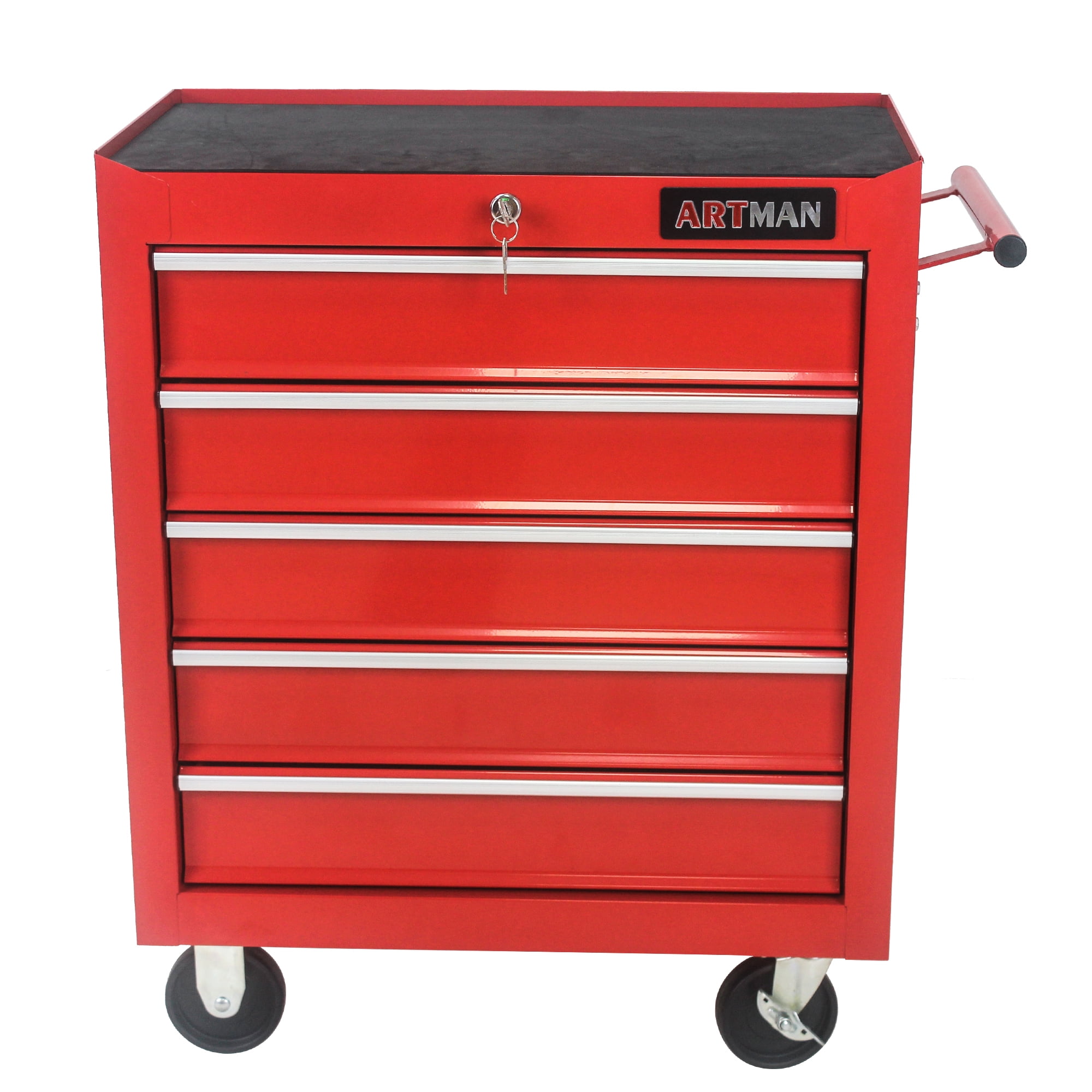 Red 5-Drawer Lockable Rolling Steel Tool Chest