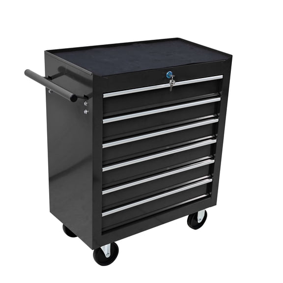 Rolling Tool Chest, 6 Drawer Tool Box with Wheels, Heavy Duty Industrial Service Cart Storage Organizer with Locking System, Rolling Tool Box Organizer Tool Case for Garage, Repair Shop-BLACK