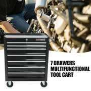 Rolling Tool Chest with 7-Drawer and Lock,Tool Cart with Wheels,Multifunctional Tool Box for Mechanic Tool Storage Cabinet for Garage, Warehouse, Workshop, Repair Shop,Black