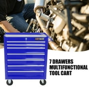 Triple Tree, 63.05 lbs, 24.25" Steel 7-Drawer and Lock Rolling Tool Cart Blue