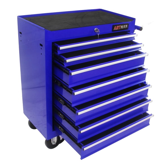 Rolling Tool Chest with 7-Drawer Tool Box with Wheels, Multifunctional Tool Cart Mechanic Tool Storage Cabinet for Garage, Warehouse, Workshop, Repair Shop, Blue