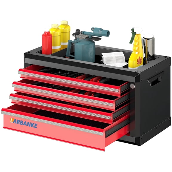 Rolling Tool Chest with Lock & Keys, 3 Drawers & 2 Doors, Heavy Duty Tool Cabinet, 360 Swivel Wheels, Connecting Rods for Stacking with 5/7-Drawer Chest
