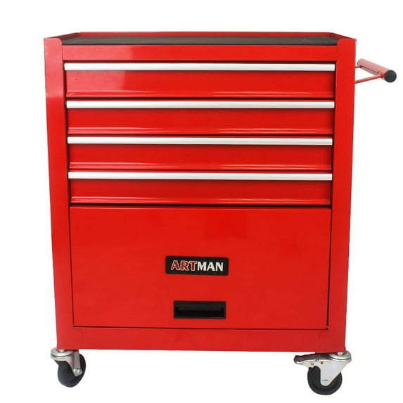 Donext, 41.9 lb,24.25" Powder Coated Steel 4-Drawers Rolling Tool Chest Red
