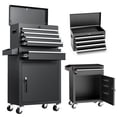 thumbnail image 1 of 5-Drawer Rolling Tool Chest, Stainless Steel Tool Box with Brake Wheels and 4 Drawers, Black Detachable Tool Cart, Black, 1 of 5