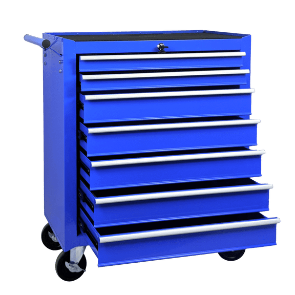 Rolling Tool Chest with 7 Drawer,Multifunctional Tool Box with Wheels, Mechanic Tool Storage Cabinet for Garage,Warehouse,Workshop,Blue