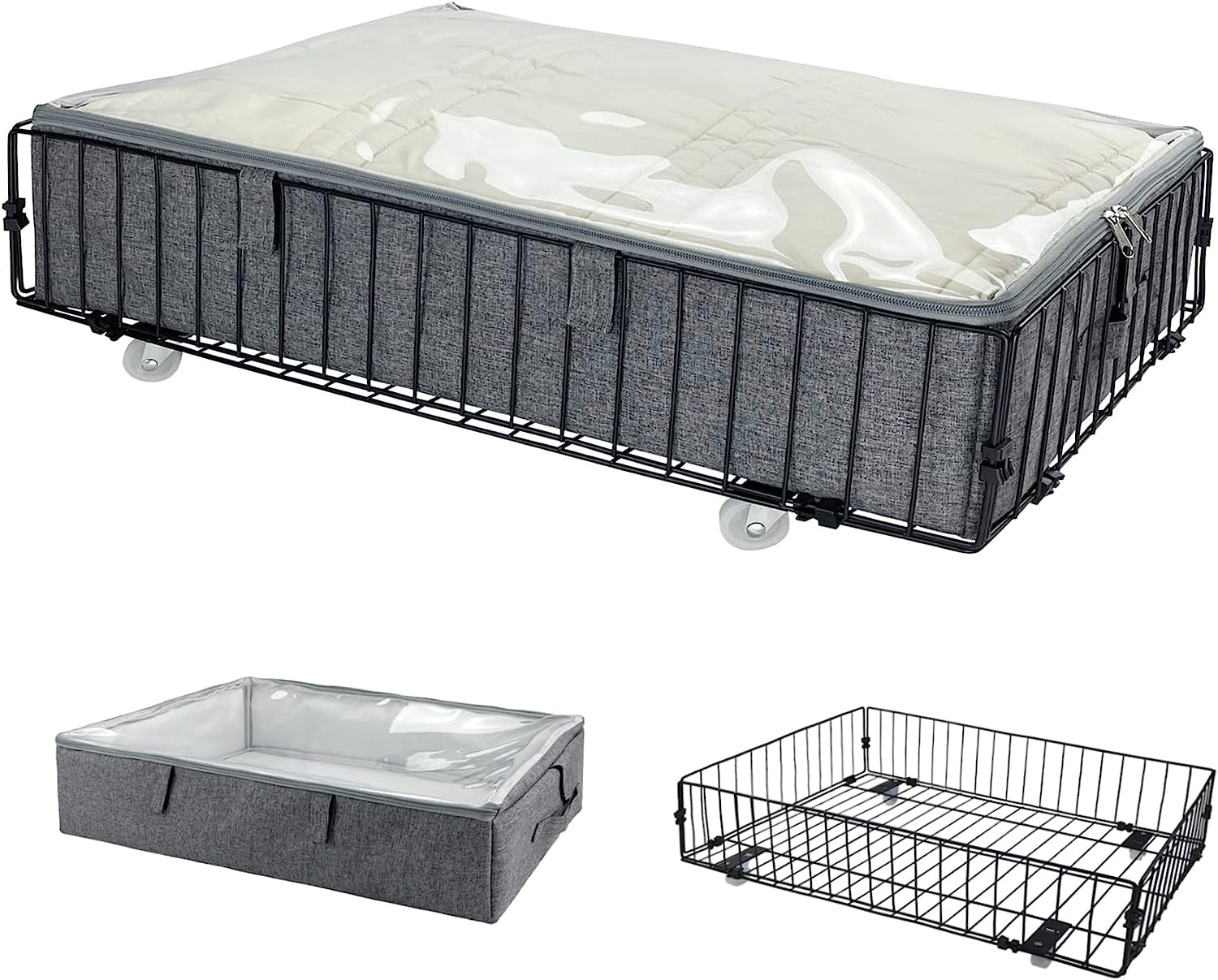 Rolling Under Bed Storage Containers with Clothes Storage Bins on