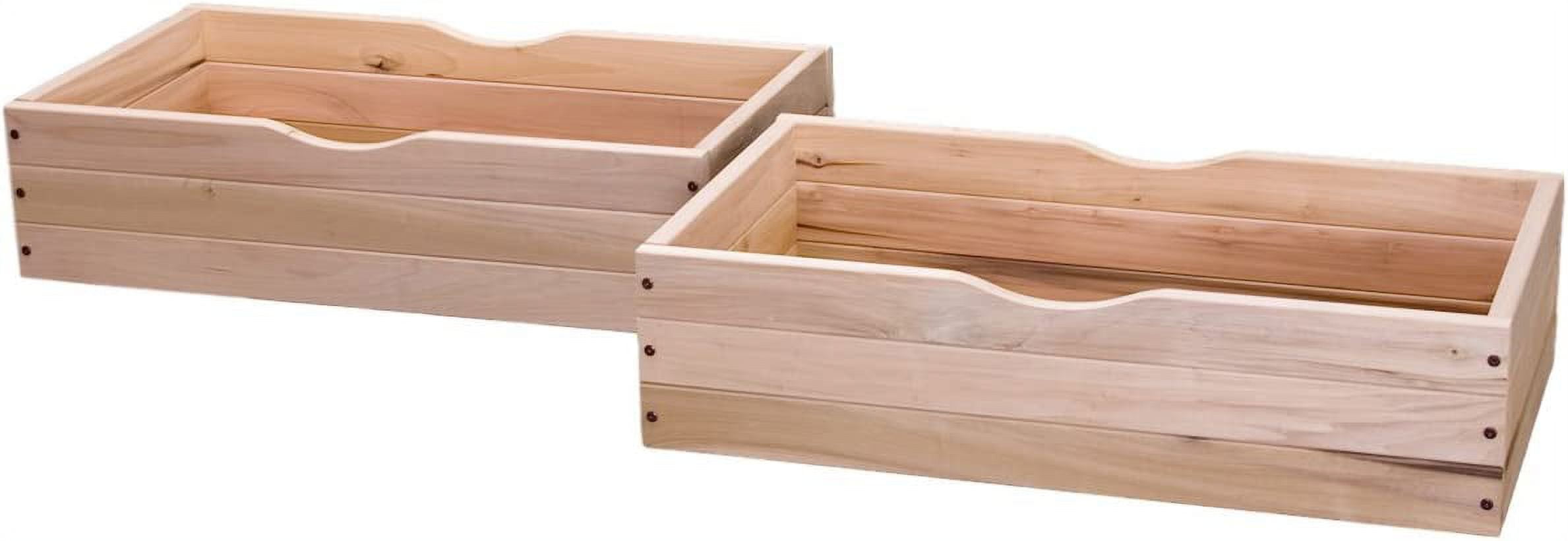 Natural Wood Rolling Under Bed Storage Drawer Set